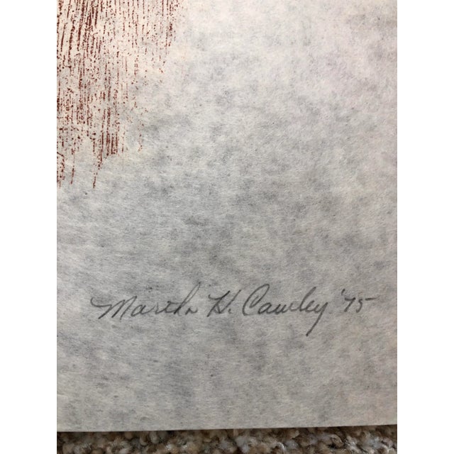 1975 Martha Cawley Woodblock Print, Long-Eared Owl, #1/100 For Sale - Image 4 of 7