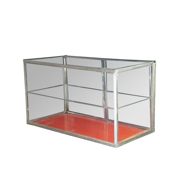 Mid-Century Modern Vintage Chrome Glass Two Tier Curio Display Case Desktop Showcase Cabinet 26" For Sale - Image 3 of 10