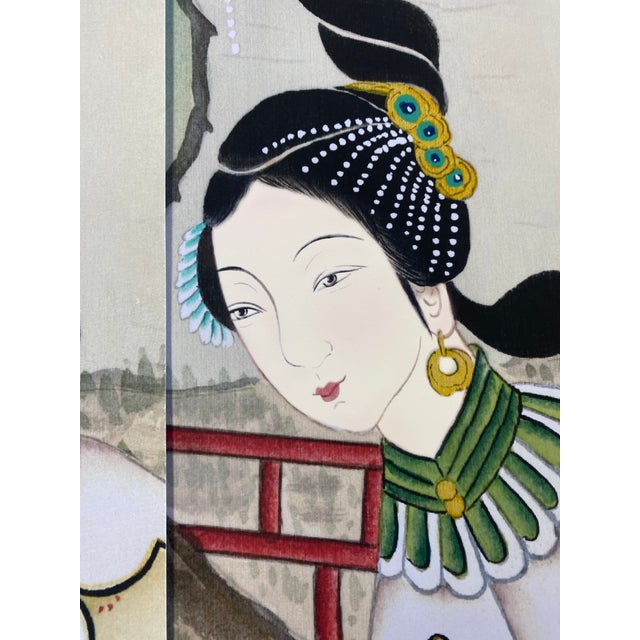 36"*108"/Panel, Dream of Red Mansions Paintings, Chinoiserie Wall Panels， Court Ladies, Chinoiserie Wallpaper For Sale - Image 9 of 9