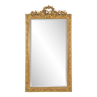 Antique European Louis XVI Rectangular Giltwood Wall Mirror For Sale