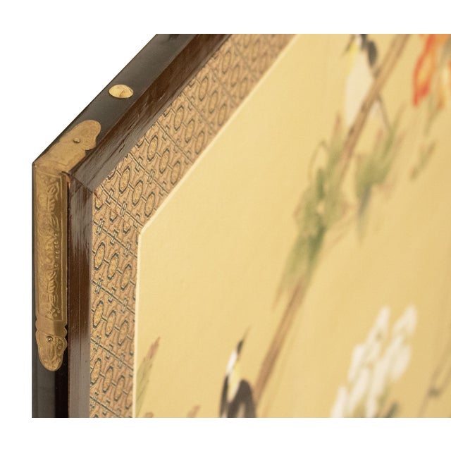 C. 1980s Maitland Smith, Painted Folding Screen "Magnolia and Sparrows" For Sale - Image 15 of 18