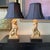 Robert Abbey Pair of Vintage Robert Abbey Attributed Golden Lion Lamps With Silk Bell Shades For Sale - Image 4 of 7