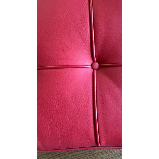 2000 - 2009 Authentic Design Within Reach Barcelona Stool – Red Tufted Leather & Chrome X‑Base For Sale - Image 5 of 16