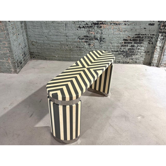 Postmodern Ron Seff Graphic Tessellated Bone Console, 1970 For Sale - Image 3 of 11
