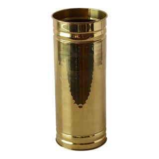 Vintage American Hammered Brass Cylindrical Planter Mid Century For Sale