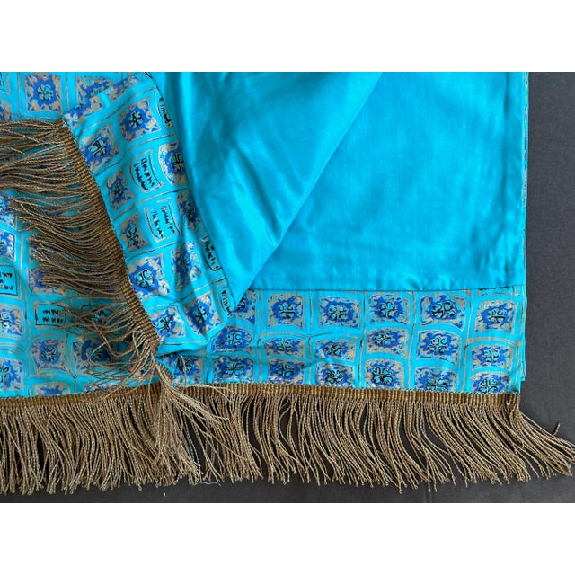 Vintage Silk Table Runner With Gold Bullion Tassels For Sale In New York - Image 6 of 11