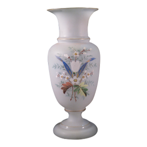 Late 19th Century Glass Vase Bristol Type Hand Painted Enameled Flowers