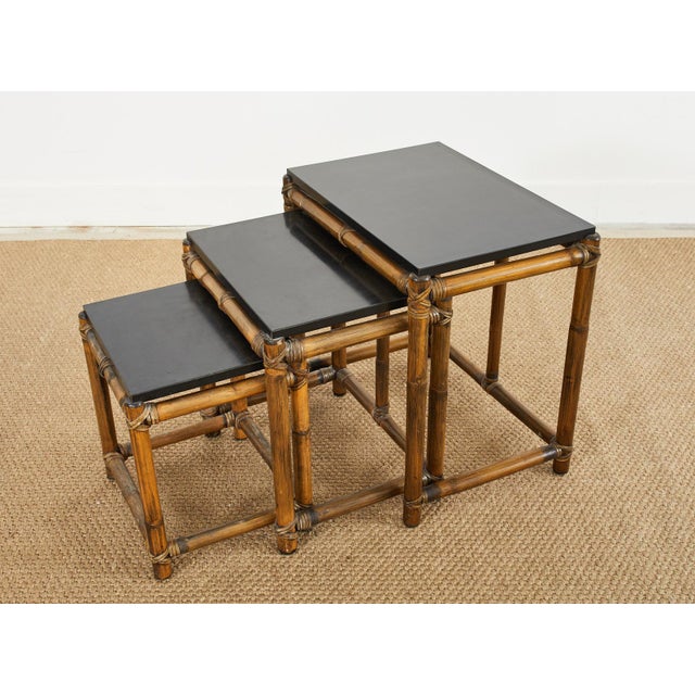 McGuire Organic Modern Rattan Nesting Drink Tables Chairish