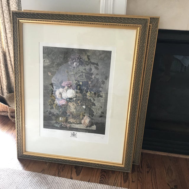 Vintage Extra Large J. Pocker Framed Italian Hand Colored Prints - a Pair For Sale - Image 11 of 11