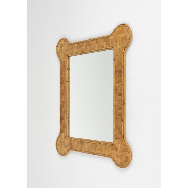 Mid-Century Modern Bamboo and Rattan Wall Mirror, 1970s For Sale - Image 8 of 13