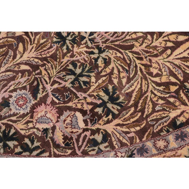 1990s Shabby Chic 1990's Floral Pak-Persian Brown/Gray Wool Round Rug- 8'0'' X 8'3'' For Sale - Image 5 of 9