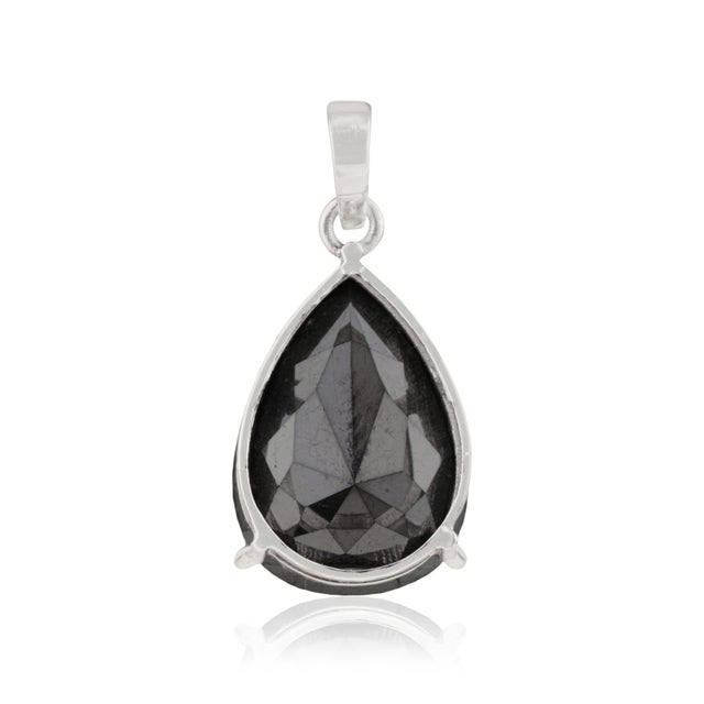 VRJewels 5.89ct Bold Black Diamond Pear Cut Solitaire Pendant in 14k White Gold For Sale - Image 9 of 14