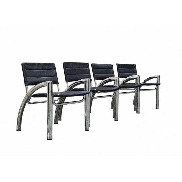 Set of four Cassiopea chairs, designed by Gae Aulenti for Elam, Meda. Italy 1976. These chairs have a chrome-plated...