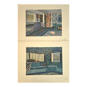 1925 Set of 2 Art Deco Interior Design Lithographs, Documentation