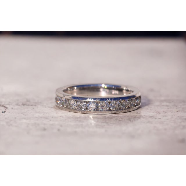 Contemporary The Asolo: Channel Set Natural Diamond Band in White Gold For Sale - Image 3 of 11