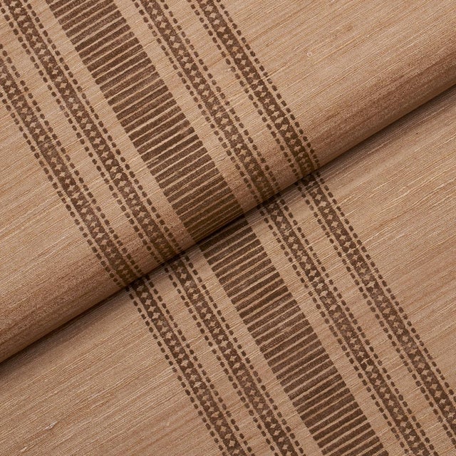 Schumacher Schumacher Cassia Silk Stripe Wallcovering Wallcovering In Walnut For Sale - Image 4 of 6