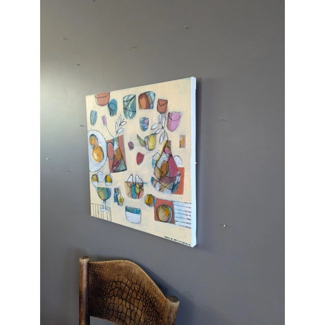 2020s Contemporary 'The Party' Original Abstract Still Life Acrylic and Oil Pastel Painting, Framed For Sale - Image 5 of 8