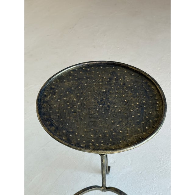 Spanish Hand-Forged Iron Drinks Table With Hammered Top and Gold Patina For Sale - Image 11 of 13