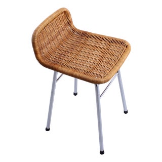 Small Rattan Stool by Dirk Van Sliedregt for Rohe Noordwolde, 1960s For Sale