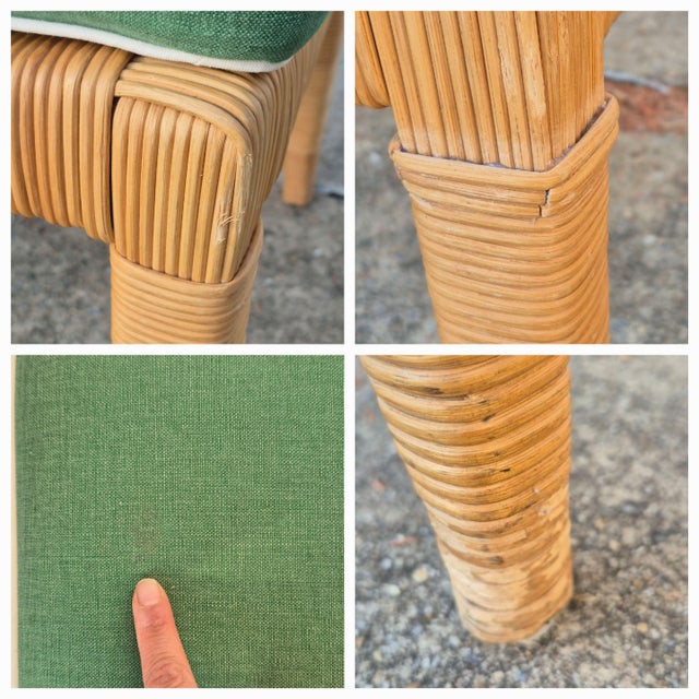 Green 1990s Bielecky Brothers Organic Modern Coastal Cane Rattan Dining Chairs, Set of 4 For Sale - Image 8 of 9