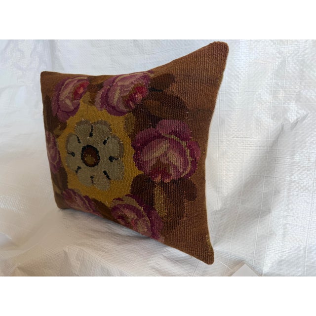French 18th Century French Aubusson Floral Pillow For Sale - Image 3 of 7