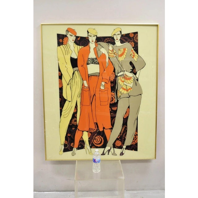 Large Vintage 1975 Polycast Acrylic Vogue Women's Fashion Retro Wall Art. Circa Late 20th Century. Measurements: 48.25" H...
