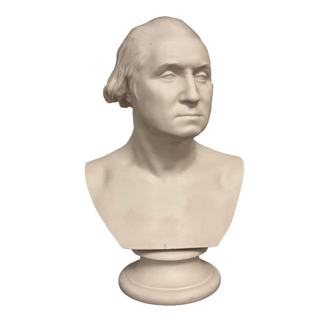Antique 19th Century English Parian Porcelain Bust of President George Washington After Houdon For Sale