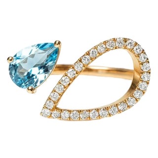 Pear Topaz 14k Gold Ring, Size 7.5 For Sale