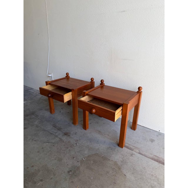 Mid-Century Modern Pair of Vintage Danish Teak Nightstands - Mid Century Modern Bedside Tables 1960s For Sale - Image 3 of 7