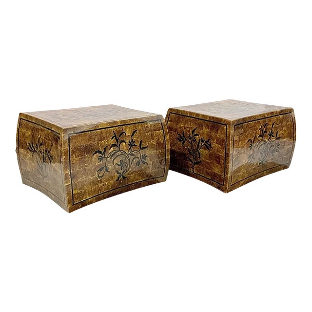 Late 20th Century Vintage Chinoiserie Marble Side Tables - Set of 2 For Sale