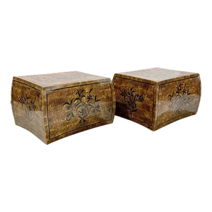 Late 20th Century Vintage Chinoiserie Marble Side Tables - Set of 2