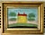 Yellow Antique 19th Century American Folk Art Primitive Eglomise Reverse Painting on Glass of a Federal House in a Landscape For Sale - Image 8 of 8