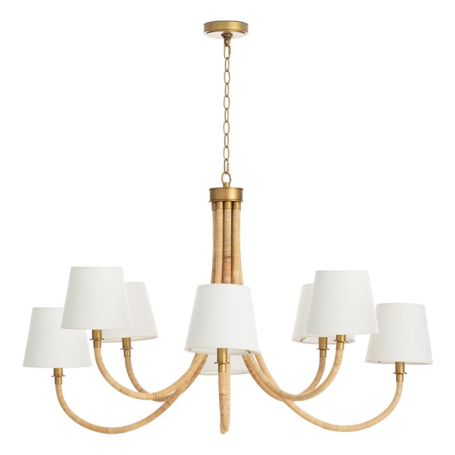 Treble Bamboo Wrapped Chandelier For Sale