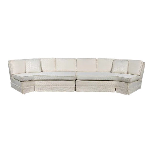 Mid-Century Modern to Modern & Hollywood Regency White Two Piece Angled Sectional Sofa For Sale