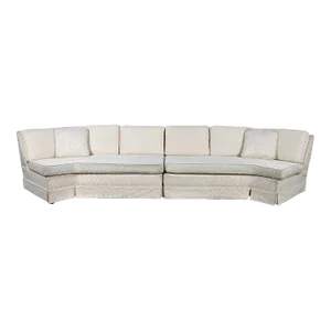 Mid-Century Modern to Modern & Hollywood Regency White Two Piece Angled Sectional Sofa