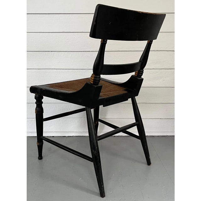 Black Antique Early 19th Century American Classical Paint Decorated Side Chair With Gilt Lyre & Swan Crest For Sale - Image 8 of 10