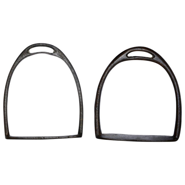 1950s Pair of Cast Iron Stirrups From Midcentury America For Sale - Image 5 of 5
