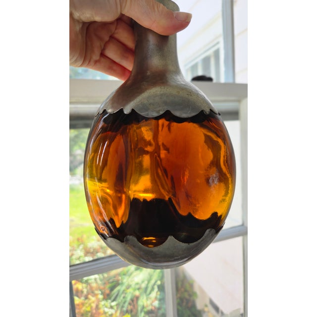Mid 20th Century Royal Holland Daalderop Amber Glass and Pewter Decanter For Sale - Image 16 of 18