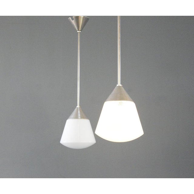 Kandem Model 468 Pendant Lights Circa 1930s - Opaline glass shades - Aluminium tops - Model 468 - Takes E27 fitting bulbs...
