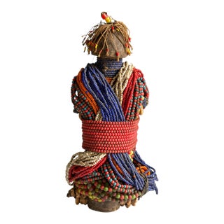 #1227 Vintage African Beaded Fali Fertility Doll Cameroon 11" H For Sale