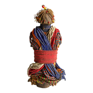#1227 Vintage African Beaded Fali Fertility Doll Cameroon 11" H