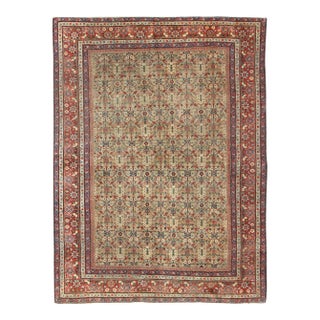 Antique Persian Sultanabad Carpet With All Over Geometrics in Yellow Background 9'5"x12'4" For Sale