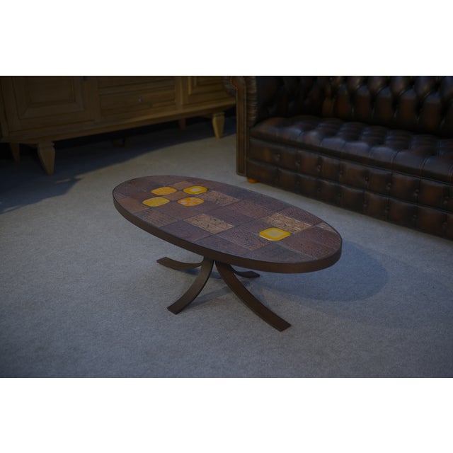 Lava Stone and Ceramic Coffee Table attributed to Jean Jaffeux, 1960s-1970s For Sale - Image 10 of 10