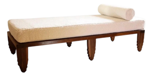 Shark Daybed in Walnut and Cream Bouclé by Fosfeen