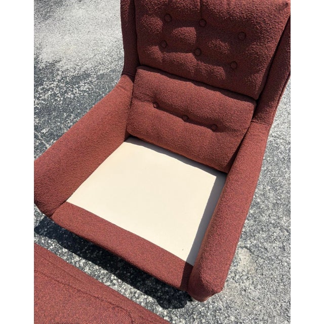 Red Restored Mid Century Tufted Lounge Chair & Otto For Sale - Image 8 of 8