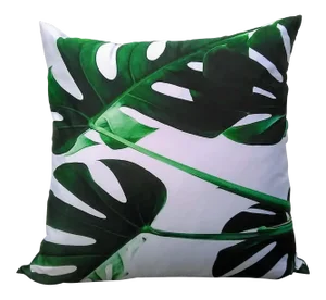 Hollywood Regency Banana Leaf Pillow-Crisp Clean Green-White Pillow Cover - 22"