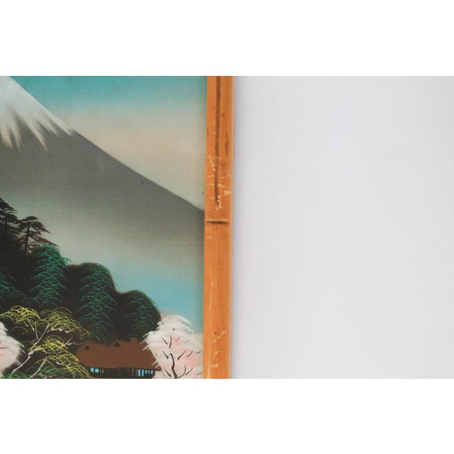 Wood Vintage Hand-Painted Japanese Landscape Artworks on Silk S/3 For Sale - Image 7 of 8