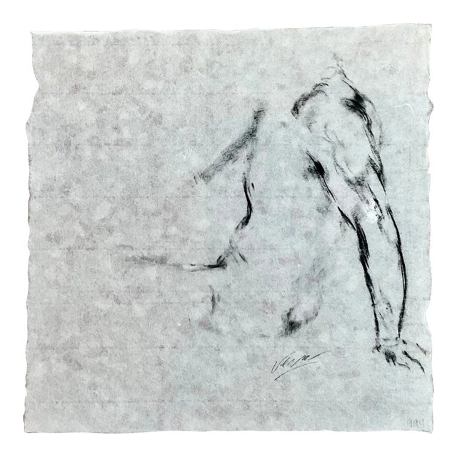 Late 20th Century Vintage Boho Nude Sketch of Man For Sale