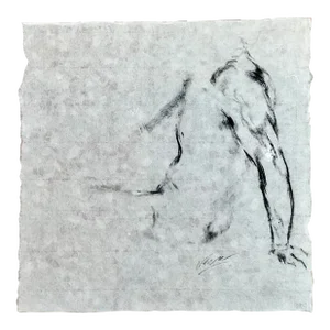 Late 20th Century Vintage Boho Nude Sketch of Man