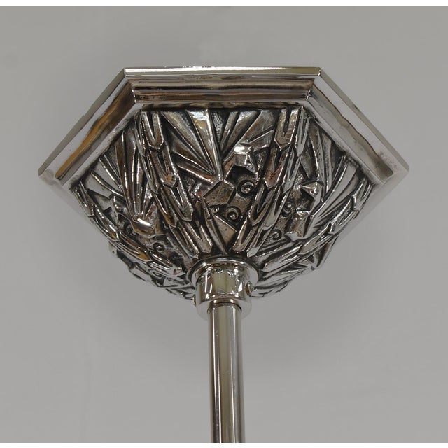 Muller Freres French Art Deco Peacock Motif Pendant Light 1930s - 3 Available For Sale - Image 11 of 14